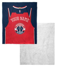 [Personalization Only] OFFICIAL NBA Jersey Silk Touch Sherpa Throw Blanket - Wizards