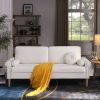 Living Room Sofa,3-Seater Sofa , with Copper Nail on Arms ,Three Pillow,White