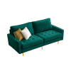 [VIDEO provided] 70'' Modern button tufted sofa with 2 throw pillows for living room,Emerald