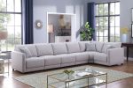 Penelope Light Gray Linen Fabric Reversible 6PC Modular Sectional Sofa with Pillows