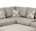 Amira 95.3" Beige Fabric Reversible Sectional Sofa with Ottoman and Pillows