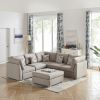 Amira 95.3" Beige Fabric Reversible Sectional Sofa with Ottoman and Pillows