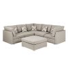 Amira 95.3" Beige Fabric Reversible Sectional Sofa with Ottoman and Pillows