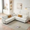 92"Teddy Fabric Sofa, Modern Corner Sectional Sofa with Support Pillow for Living room, Apartment & Office.(Beige)