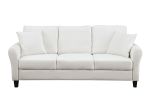 [video] Modern Velvet Couch with 2 Pillow, 78 Inch Width Living Room Furniture, 3 Seater Sofa with Plastic Legs