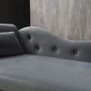 60&quot; Velvet Multifunctional Storage Chaise Lounge Buttons Tufted Nailhead Trimmed Solid Wood Legs with 1 Pillow; Grey