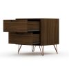 Manhattan Comfort Rockefeller 2.0 Mid-Century- Modern Nightstand with 2-Drawer in Brown