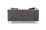 59.4 Inch Wide Grey Velvet Sofa with Jeweled buttons; Square Arm ; 2 Pillow