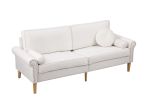 Living Room Sofa,3-Seater Sofa , with Copper Nail on Arms ,Three Pillow,White