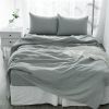 4 Pcs Bedding Sets Queen, Premium Linen Bedding Sheets & Pillowcases, Queen Bedding Sets, Sea Glass Bedding Sheet & Pillowcase Sets