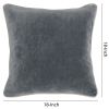 Square Fabric Throw Pillow with Solid Color and Piped Edges, Gray