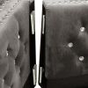 59.4 Inch Wide Grey Velvet Sofa with Jeweled buttons; Square Arm ; 2 Pillow