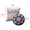 2 Piece Decorative Accent Throw Pillow Set, Embroidery, Cotton, Saffron Orange, Blue