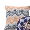 2 Piece Decorative Accent Throw Pillow Set, Embroidery, Cotton, Saffron Orange, Blue