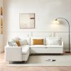 92"Teddy Fabric Sofa, Modern Corner Sectional Sofa with Support Pillow for Living room, Apartment & Office.(Beige)