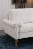 Living Room Sofa,3-Seater Sofa , with Copper Nail on Arms ,Three Pillow,White