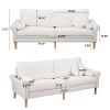 Living Room Sofa,3-Seater Sofa , with Copper Nail on Arms ,Three Pillow,White