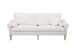 Living Room Sofa,3-Seater Sofa , with Copper Nail on Arms ,Three Pillow,White