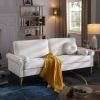 Living Room Sofa,3-Seater Sofa , with Copper Nail on Arms ,Three Pillow,White