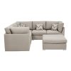 Amira 95.3" Beige Fabric Reversible Sectional Sofa with Ottoman and Pillows