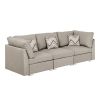 Amira 95.3" Beige Fabric Sofa Couch with Pillows