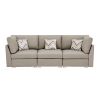 Amira 95.3" Beige Fabric Sofa Couch with Pillows