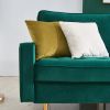 [VIDEO provided] 70'' Modern button tufted sofa with 2 throw pillows for living room,Emerald