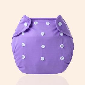 Increase diaper pants washable diapers can adjust the baby can pull pants pants waterproof waterproof diapers pants (Option: Purple-Grid)