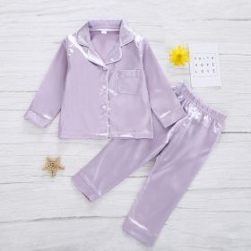 Pure Color Children's Bathrobe Casual Fashion Suit (Option: Purple-100cm)