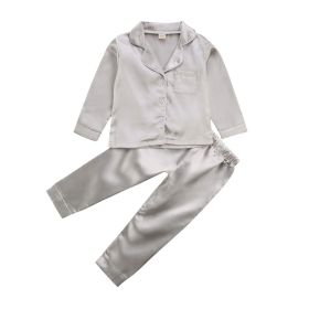 Pure Color Children's Bathrobe Casual Fashion Suit (Option: Grey-110cm)