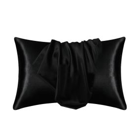 Silk Pillowcase for Hair and Skin, Mulberry Silk Pillow Cases 2Pack (Color: Black)