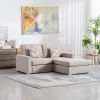 Nolan 67" Beige Linen Fabric 2-Seater Reversible Sofa Chaise with Pillows and Interchangeable Legs