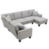 108*85.5" Modern U Shape Sectional Sofa, 7 Seat Fabric Sectional Sofa Set with 3 Pillows Included for Living Room, Apartment, Office,3 Colors