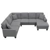 108*85.5" Modern U Shape Sectional Sofa, 7 Seat Fabric Sectional Sofa Set with 3 Pillows Included for Living Room, Apartment, Office,3 Colors