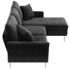 84 " Convertible Sectional Sofa, Modern Chenille L-Shaped Sofa Couch with Reversible Chaise Lounge, Fit for Living Room, Apartment(2 Pillows)