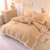 Princess Style Girl Brushed Multicolor 4-piece Set Quilt Cover Sheet Pillowcase Spring Autumn Winter Solid Fleece Thick Bedskirt