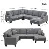 108*85.5" Modern U Shape Sectional Sofa, 7 Seat Fabric Sectional Sofa Set with 3 Pillows Included for Living Room, Apartment, Office,3 Colors