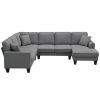 108*85.5" Modern U Shape Sectional Sofa, 7 Seat Fabric Sectional Sofa Set with 3 Pillows Included for Living Room, Apartment, Office,3 Colors