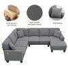 108*85.5" Modern U Shape Sectional Sofa, 7 Seat Fabric Sectional Sofa Set with 3 Pillows Included for Living Room, Apartment, Office,3 Colors