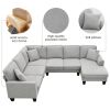 108*85.5" Modern U Shape Sectional Sofa, 7 Seat Fabric Sectional Sofa Set with 3 Pillows Included for Living Room, Apartment, Office,3 Colors