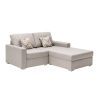 Nolan 67" Beige Linen Fabric 2-Seater Reversible Sofa Chaise with Pillows and Interchangeable Legs