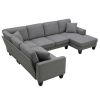 108*85.5" Modern U Shape Sectional Sofa, 7 Seat Fabric Sectional Sofa Set with 3 Pillows Included for Living Room, Apartment, Office,3 Colors